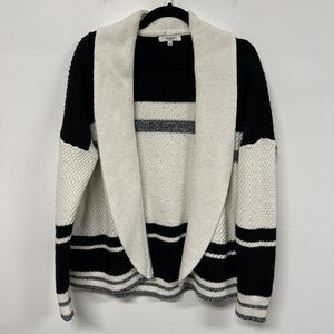 Madewell Jessa Stripe Cocoon Cardigan Womens Size S White Grey Black Open Front
